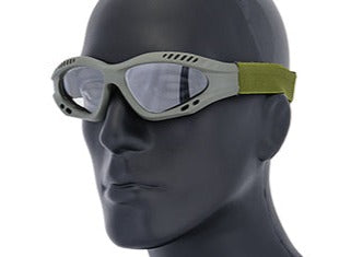 UK ARMS AIRSOFT ZERO CLEAR LENS GOGGLES -OD GREEN - ssairsoft.com