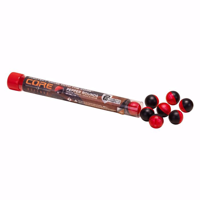 P2P CORE DEFENSE PEPPER ROUNDS--68 CAL-REDBLACK-10 CT