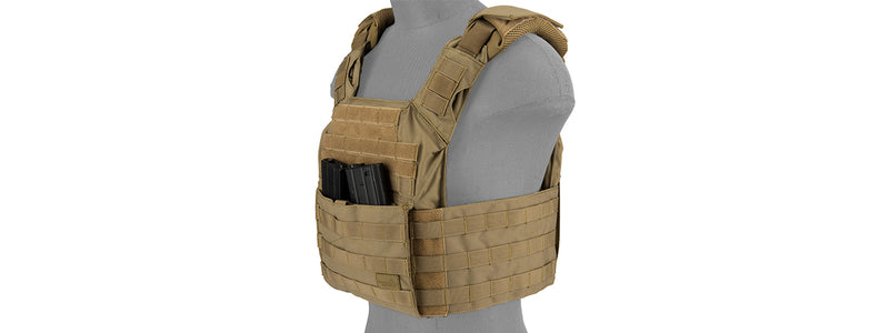 Lancer Tactical 1000D Speed Attack MOLLE Plate Carrier V2 - TAN