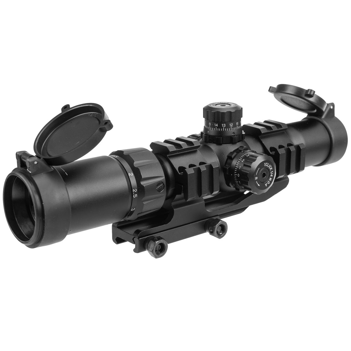 Lancer Tactical Airsoft 1.5-4x30 Illuminated MIL Dot Rifle Scope [Red/Green Dot] - ssairsoft.com