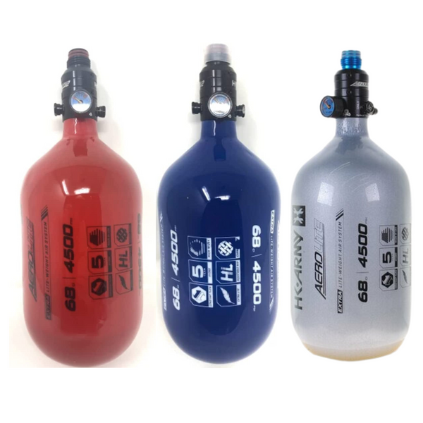 HK ARMY AeroLite "EXTRA LITE" Tank w/ Aerolite2 Standard reg - 68ci / 4500psi -(Red, Blue, Silver) - ssairsoft.com