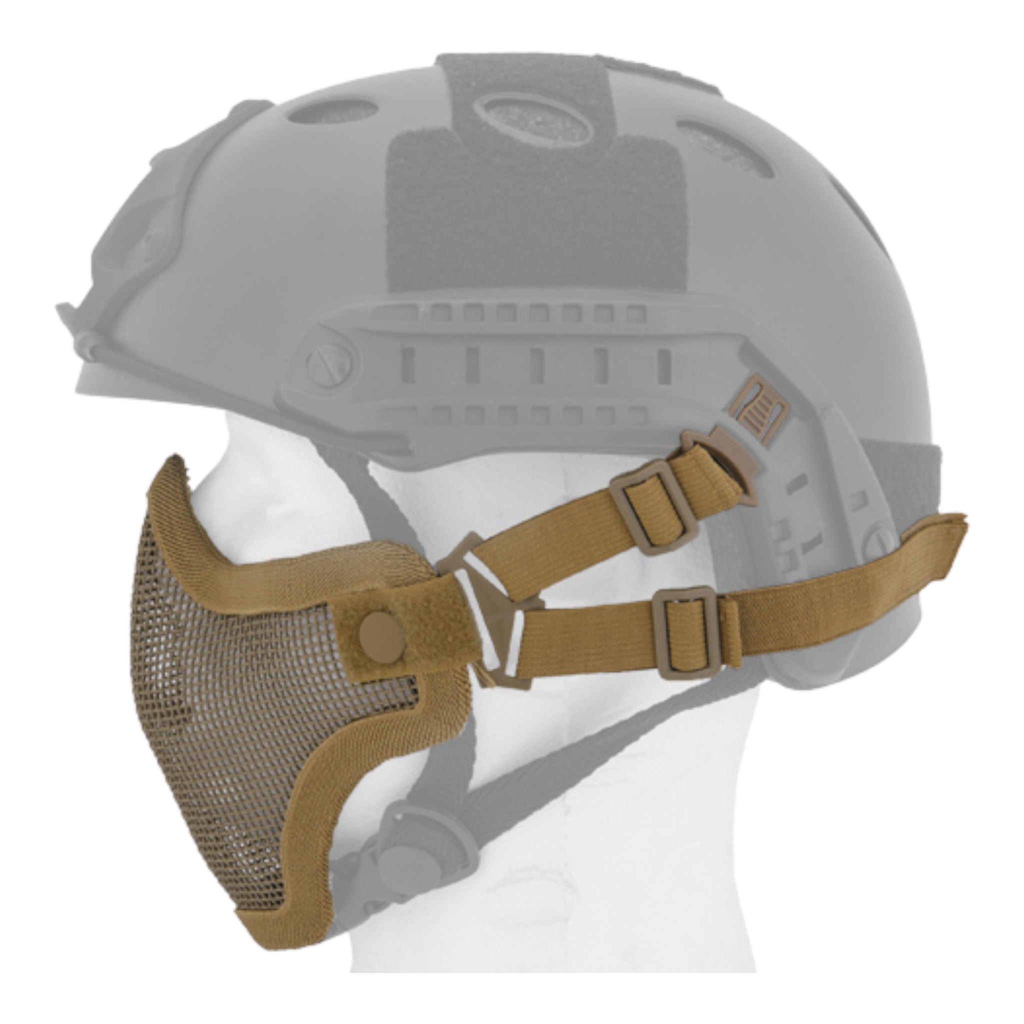 Lancer Tactical Metal Mesh Half Mask w/ Helmet Side Rail Attachment - ssairsoft.com