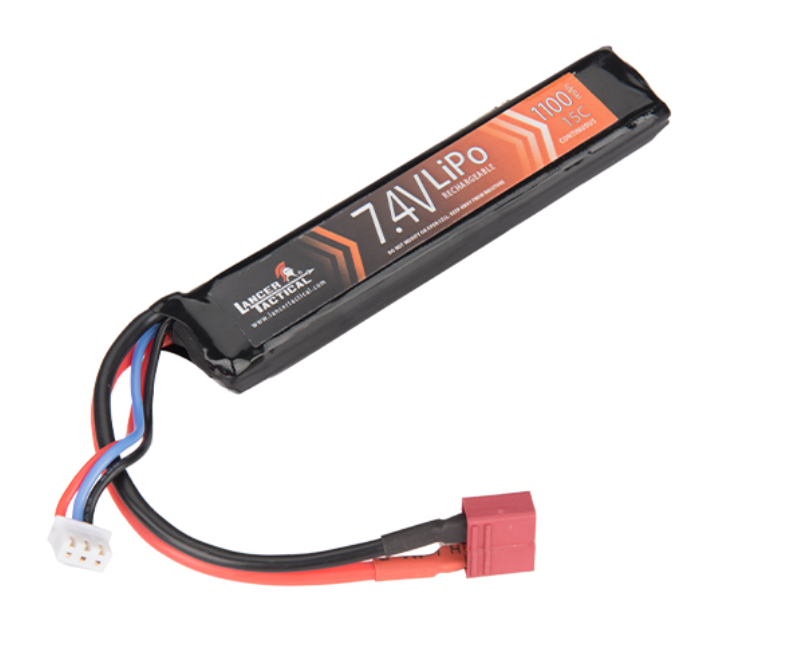 Lancer Tactical 7.4V 1100mAh 15C Stick Lipo Battery (Deans Connector) - ssairsoft.com