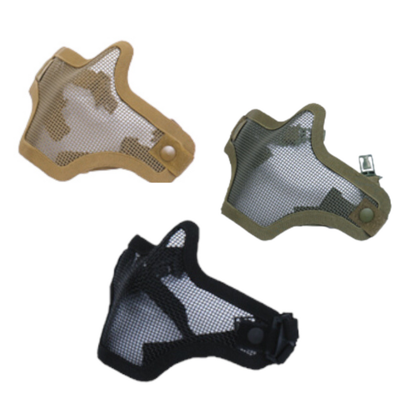 thumbnail image 2 of UK Arms Airsoft Metal Mesh Half Face Mask W/ Ear Pro - BLACK/SKULL 2 of 13