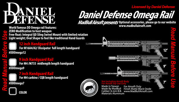 Madbull Daniel Defense Omega M4 Rail System for Airsoft AEG's - ssairsoft.com
