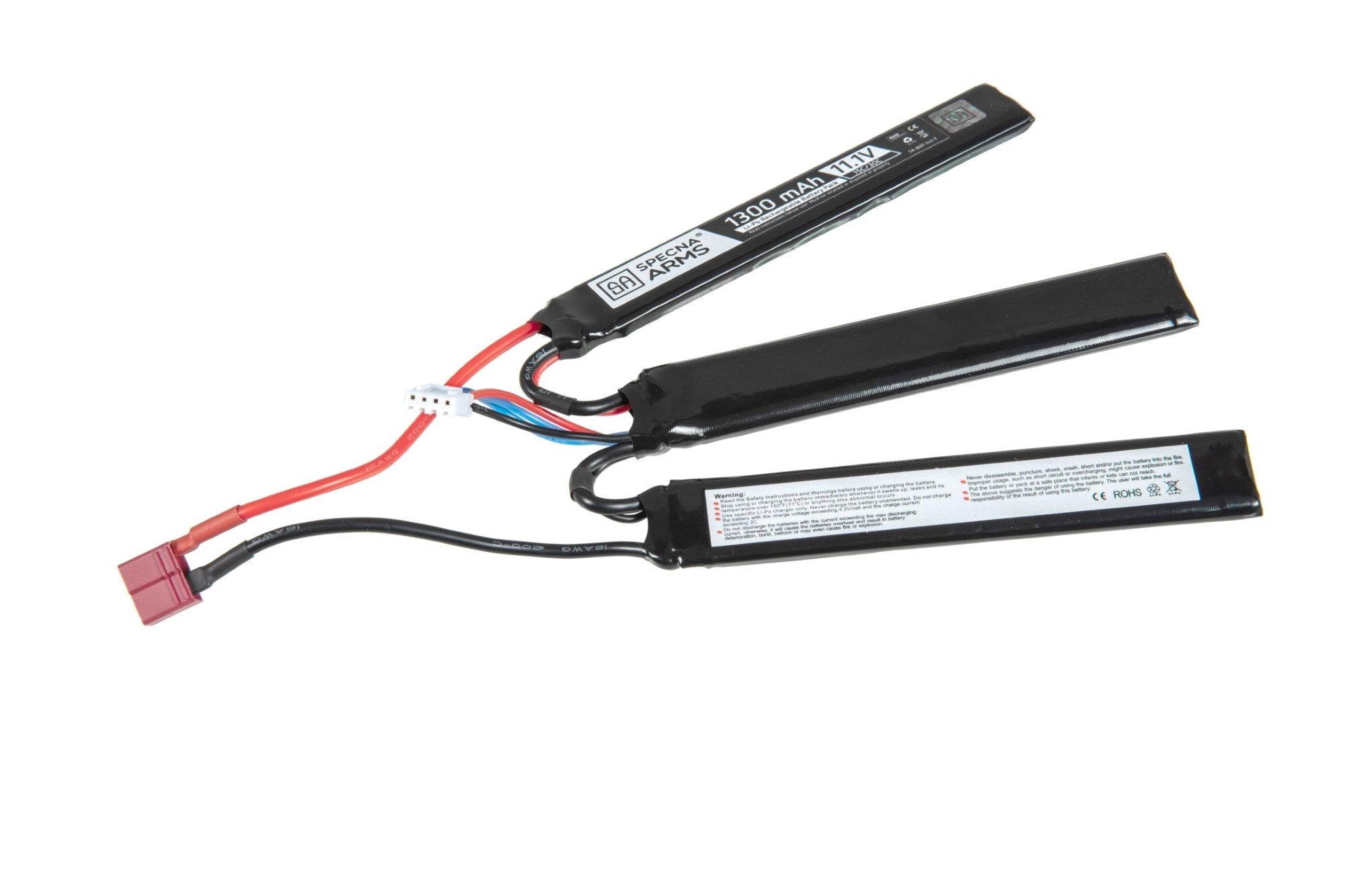 Specna Arms LiPo 11,1V 1300mAh 15/30C Battery - Butterfly Configuration - T-Connect (Deans) - ssairsoft.com