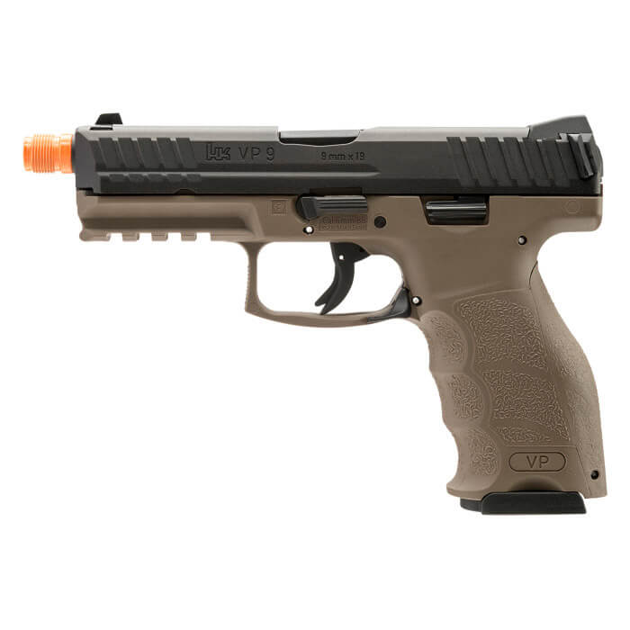 Elite Force Airsoft H&K VP9 Tac Gas Blowback Airsoft Pistol, Black/Tan - ssairsoft.com