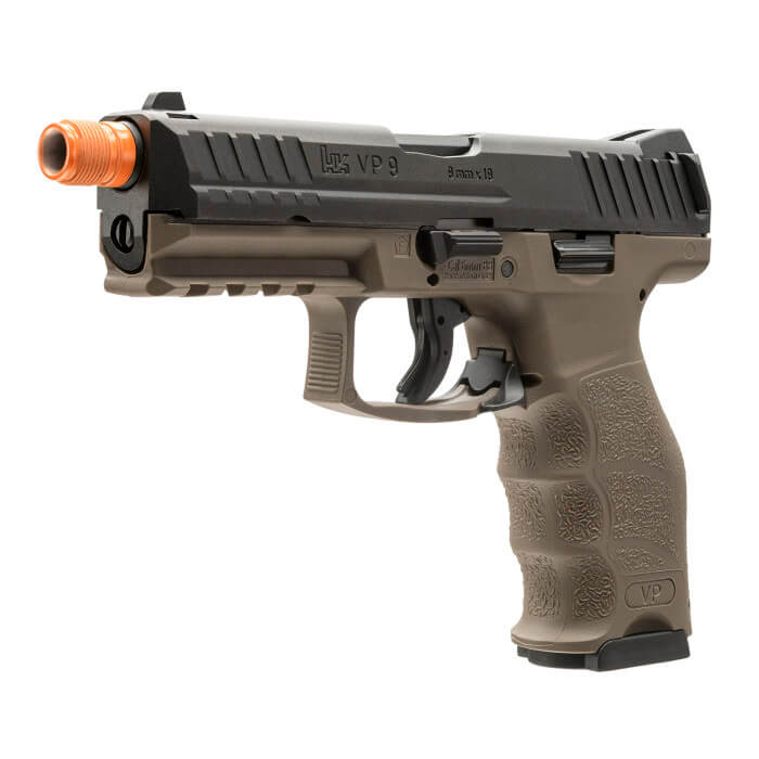 Elite Force Airsoft H&K VP9 Tac Gas Blowback Airsoft Pistol, Black/Tan - ssairsoft.com