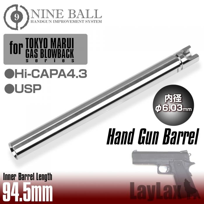 Laylax Nine Ball Power Barrel 94.5mm/6.03mm Tight bore TM Hi Capa 4.3/USP GBB - ssairsoft.com
