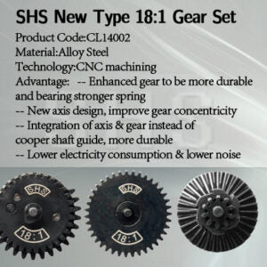 SHS GEN. 3 CNC STEEL GEAR SET FOR VERSION 2 / 3 STANDARD RATIO 18:1, 10-TOOTH SECTOR GEAR - ssairsoft.com