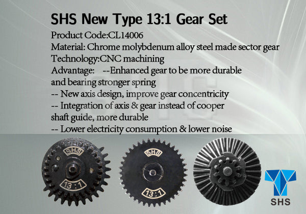 SHS GEN. 3 CNC STEEL GEAR SET FOR VERSION 2 / 3 SUPER HIGH SPEED 12:1, 10-TOOTH SECTOR GEAR - ssairsoft.com