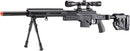 WELL MB4410GAB2 BOLT ACTION RIFLE w/ILLUMINATED SCOPE & BIPOD (COLOR: BLACK) - ssairsoft