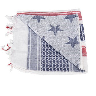 Lancer Tactical Multi-Purpose Shemagh Face Head Wrap w/ Blue Stars (WHITE / BLUE / RED) - ssairsoft.com