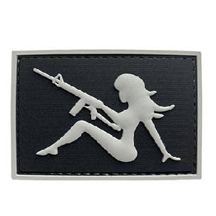 G-Force Mudflap Girl w/ Rifle PVC (Right) Patch (BLACK/GRAY) - ssairsoft.com