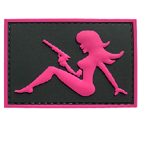 G-Force Mudflap Girl w/ Pistol PVC (Right) Patch (BLACK/PINK) - ssairsoft.com
