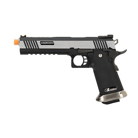 WE Tech 1911 Hi-Capa T-Rex Competition w/ Sight Mount & Top Ports  GBB Two Tone / Silver - ssairsoft.com