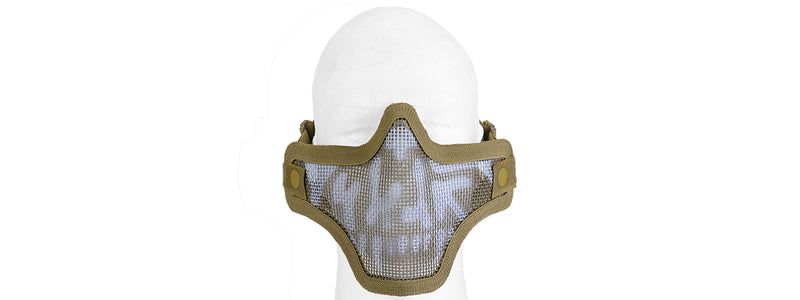 METAL MESH HALF MASK - Tan Skull face - ssairsoft.com