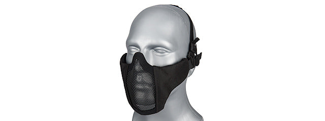 Lancer Tactical AC-642B Wosport Steel Mesh Nylon Lower Face Mask (Black) - ssairsoft.com