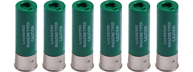 WoSport 15 Round Shotgun Shells forShotguns (Color: Green / Pack of 6) - ssairsoft.com