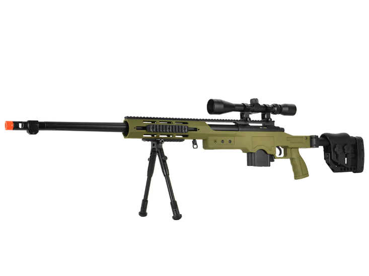 WELL MB4410GAB2 BOLT ACTION RIFLE w/ILLUMINATED SCOPE & BIPOD (COLOR: OD GREEN - ssairsoft