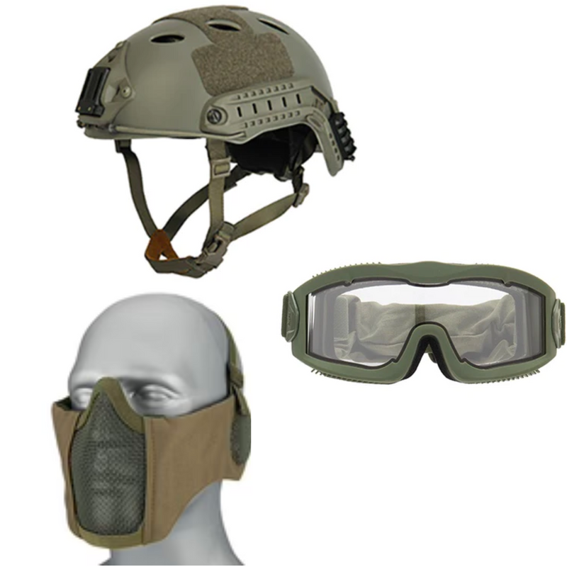 Airsoft Head Gear Package (Green) - ssairsoft