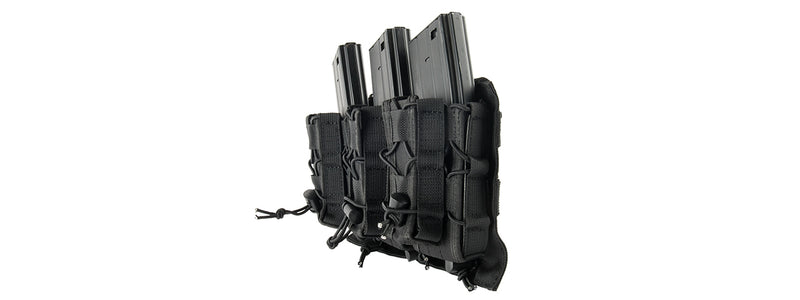 LANCER TACTICAL 1000D NYLON MOLLE 2-IN-1 TRIPLE M4/PISTOL MAG POUCH (BLACK) - ssairsoft.com