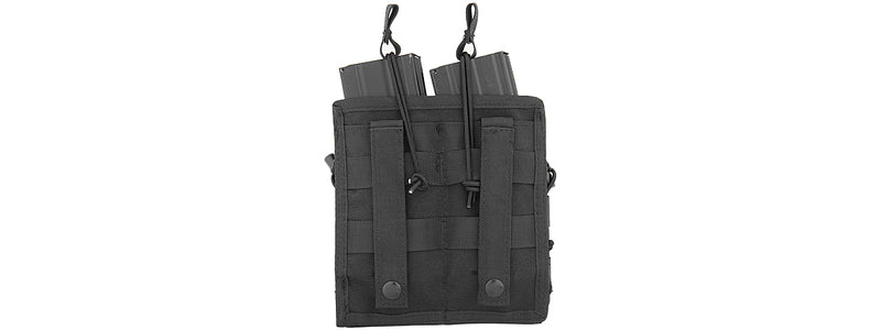 CA-378BN NYLON BUNGEE OPEN TOP DOUBLE MAG POUCH (BLACK) - ssairsoft.com