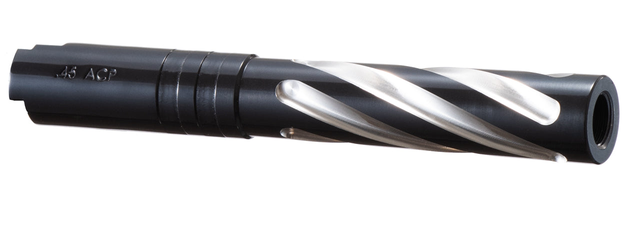 Lancer Tactical Stainless Steel Fluted Threaded 5.1 Outer Barrel (Color: Black) - ssairsoft.com