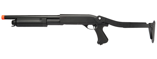 LANCER TACTICAL AIRSOFT SHOTGUN SHORT BARREL TRI-BURST W/ FOLDING STOCK (BLACK) - ssairsoft.com