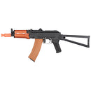 Double Bell AK74U Rifle w/ Folding Triangle Stock (BLACK / WOOD) - ssairsoft.com