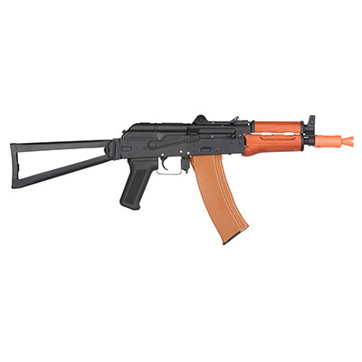 Double Bell AK74U Rifle w/ Folding Triangle Stock (BLACK / WOOD) - ssairsoft.com