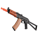 Double Bell AK74U Rifle w/ Folding Triangle Stock (BLACK / WOOD) - ssairsoft.com