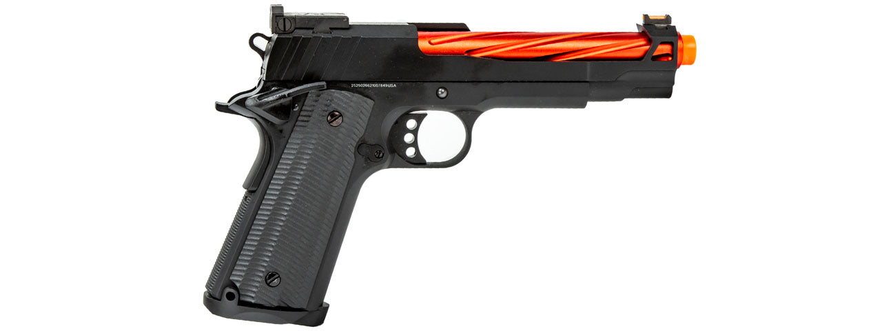 Golden Eagle 3363 1911 Gas Blowback Pistol w/ Open Slide (Color: Black / Red Barrel) - ssairsoft.com