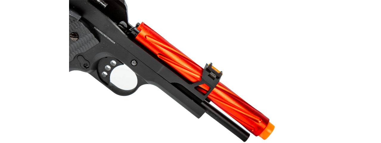 Golden Eagle 3363 1911 Gas Blowback Pistol w/ Open Slide (Color: Black / Red Barrel) - ssairsoft.com