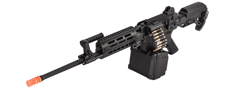 Golden Eagle MCR Light Machine Gun LMG Airsoft AEG Rifle [Long Barrel] (BLACK) - ssairsoft.com