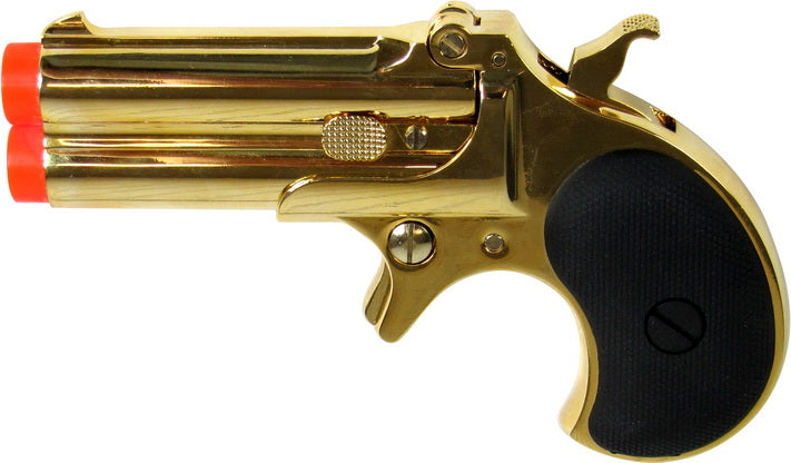 Max Tact 6mm Full Metal Double Barrel Derringer Gas Non-Blowback (Gold) - ssairsoft.com