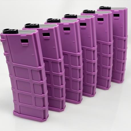 Lonex 200rd Polymer M4 / M16 AEG Mid Capacity Magazine Purple 6 pack - ssairsoft.com