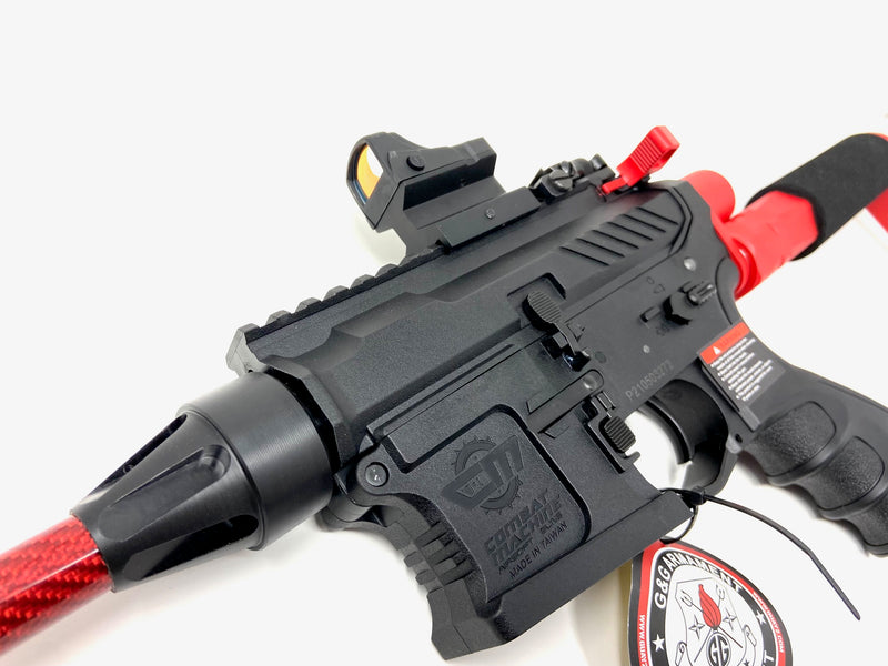 This one of a kind build by SS Airsoft is the perfect choice for Speed and Style!  This custom AEG includes:  G&G SRL upper and lower  G&G ETU and mosfet  MAC Customs Handguard/Outer barrel unit  MAC Customs EXPQ Metal Drop Stock  MAC Customs Ambi charging handle  AceTech Brighter C tracer unit  Firefield Impact Red dot sight