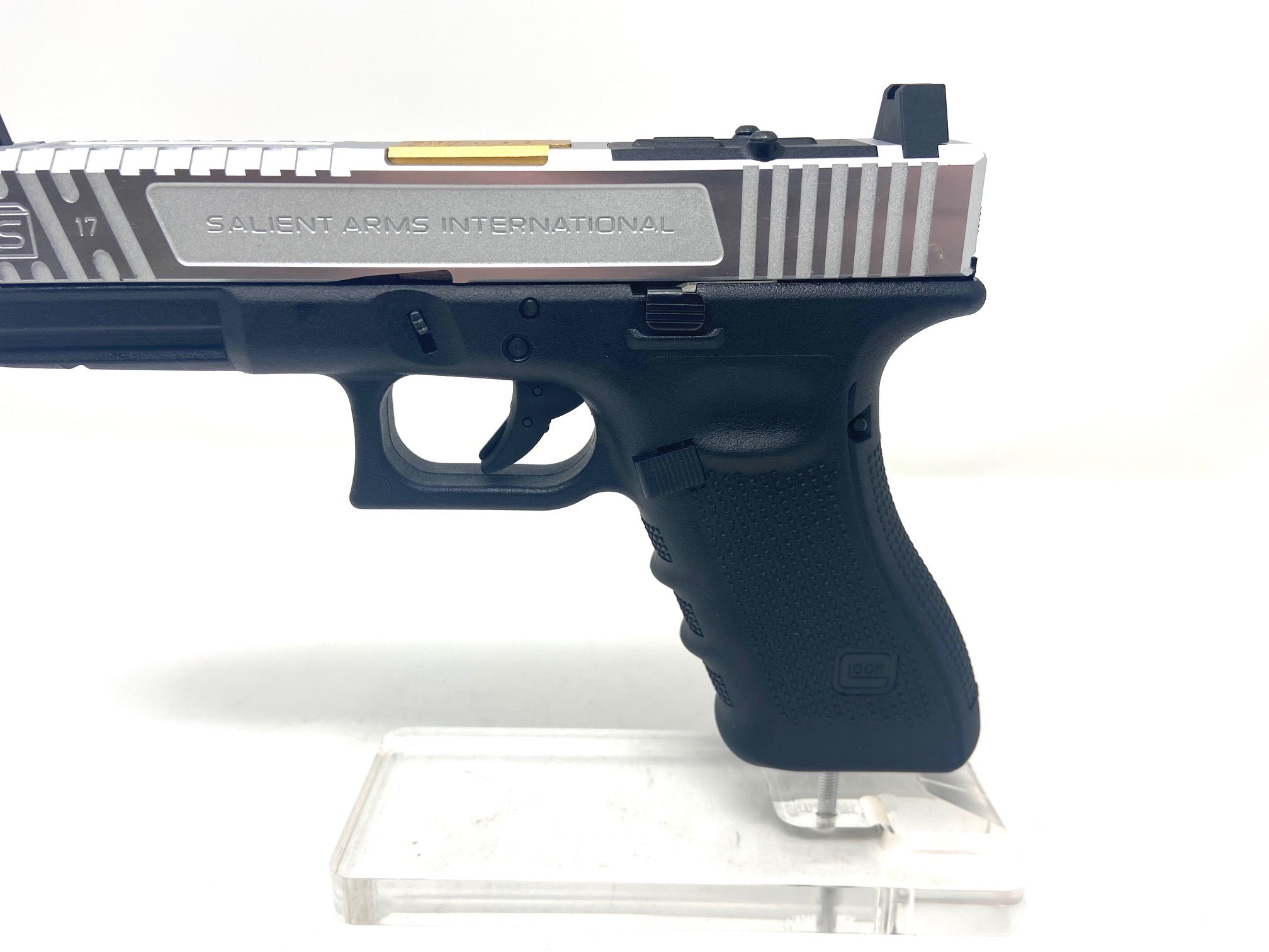 SS Custom Glock 17 Salient Arms Silver/Gold with RMR Cut - ssairsoft.com