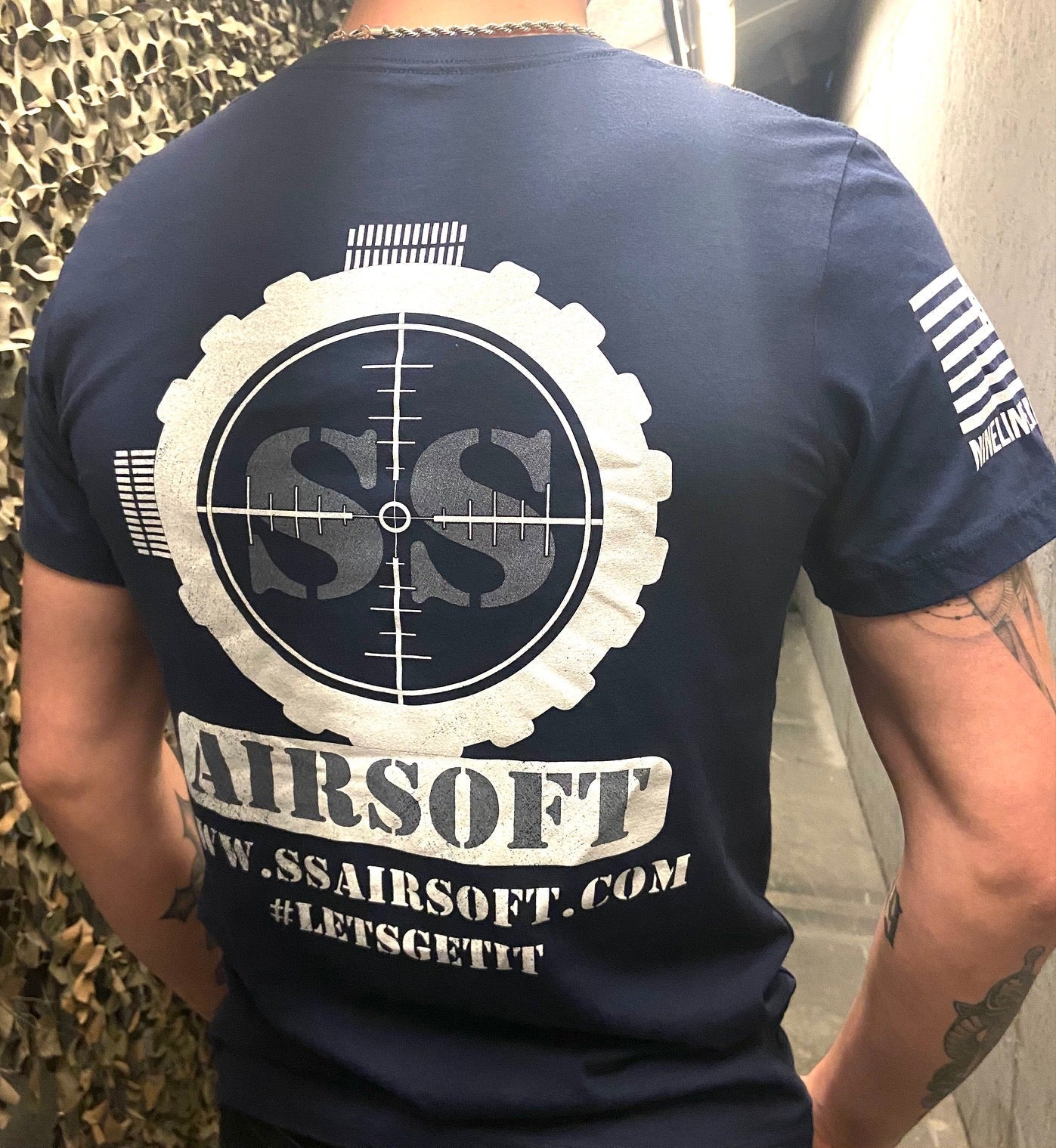 SS Airsoft/ Nine Line T-shirt Navy-S