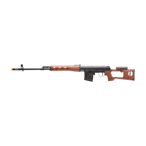 UK Arms Full Metal SVD Spring Rifle with Removable Cheek Rest (Color: Black & Faux Wood) - ssairsoft