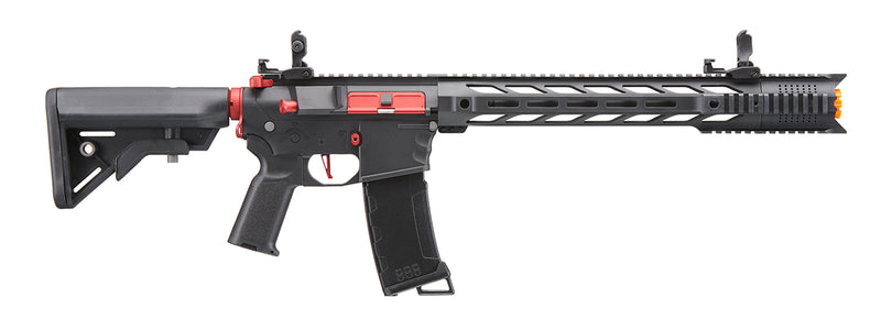 Lancer Tactical Gen 3 M4 SPR Interceptor Airsoft AEG Rifle Black with Red Accents - ssairsoft