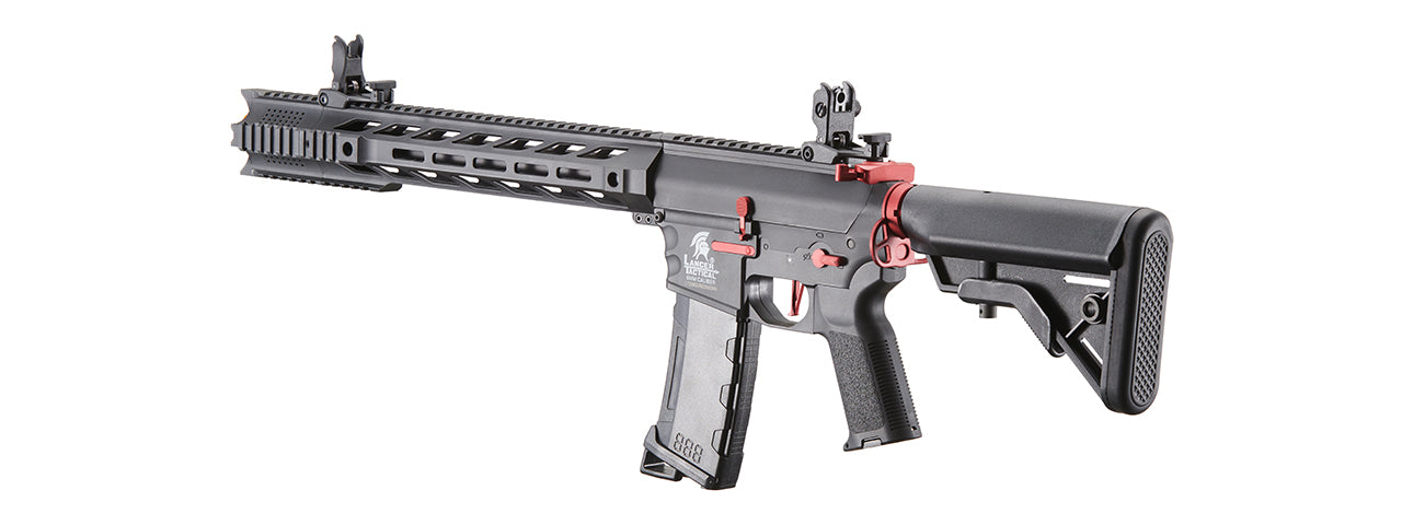 Lancer Tactical Gen 3 M4 SPR Interceptor Airsoft AEG Rifle Black with Red Accents - ssairsoft