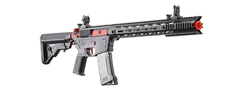 Lancer Tactical Gen 3 M4 SPR Interceptor Airsoft AEG Rifle Black with Red Accents - ssairsoft