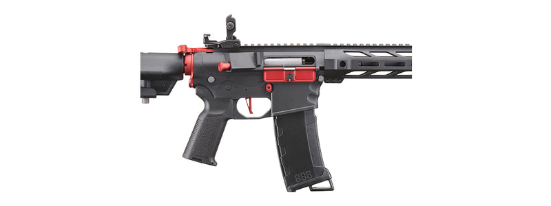 Lancer Tactical Gen 3 M4 SPR Interceptor Airsoft AEG Rifle Black with Red Accents - ssairsoft