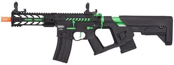 Lancer Tactical  Enforcer BATTLE HAWK 7" Skeleton AEG [HIGH FPS] w/ Alpha Stock (BLACK/GREEN) - ssairsoft.com