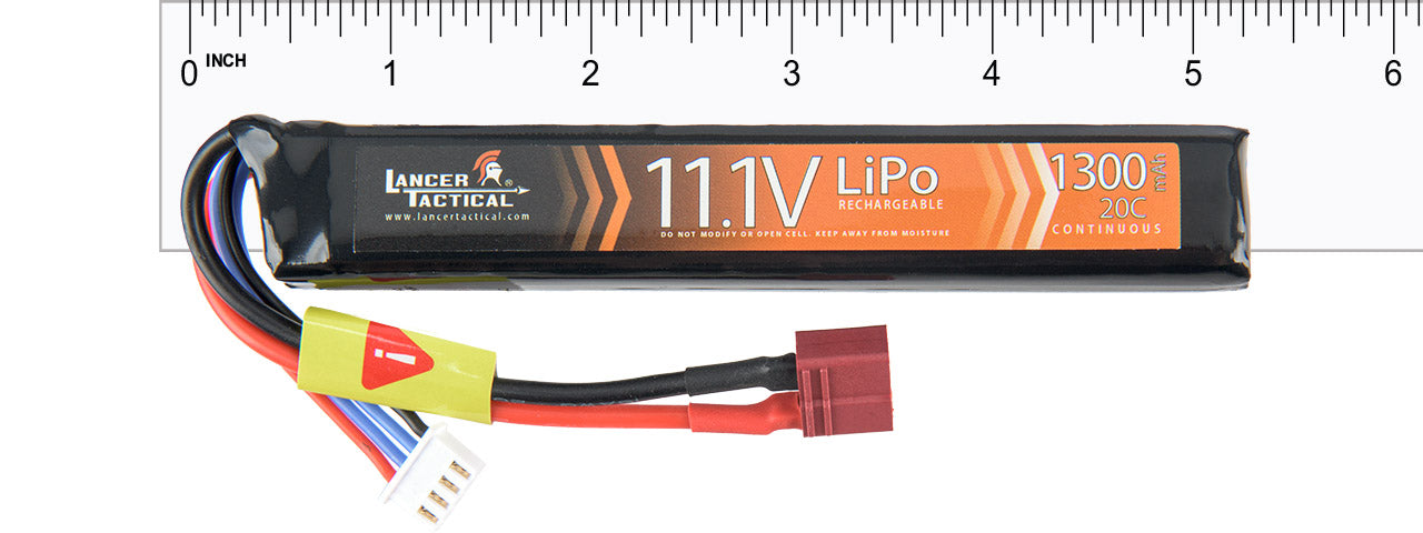 Lancer Tactical 11.1v 1300mAh 20C Stick LiPo Battery (Deans Connector) - ssairsoft