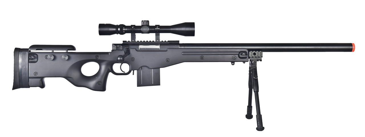 WELLFIRE AIRSOFT L96 AWP BOLT ACTION RIFLE W/ BIPOD AND SCOPE - Black