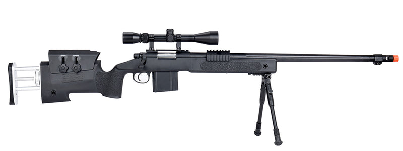 WellFire M40A3 Bolt Action Sniper Rifle w/ Scope (BLACK) - ssairsoft.com