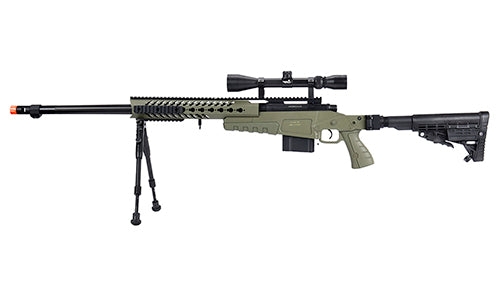 WellFire Bolt Action Airsoft Sniper Rifle w/ Scope & Bipod (OD GREEN) - ssairsoft.com